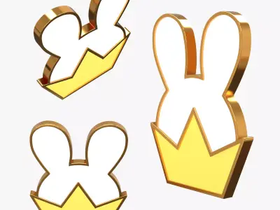 Golden Rabbit Crown Keychain 3D print model