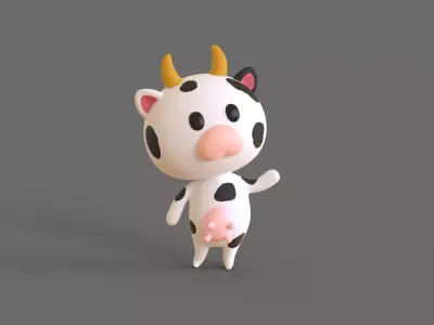 Little Funny Cow Animated Low-poly 3D model