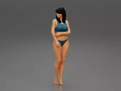 Girl in bikini standing 3D print model