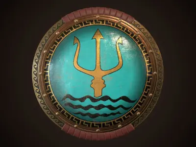 Hoplite Shield Trident Low-poly 3D model