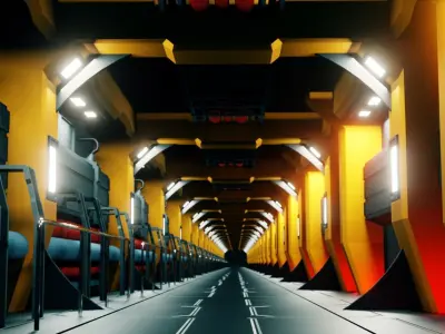 Sci-Fi Corridor - Low Poly Low-poly 3D model