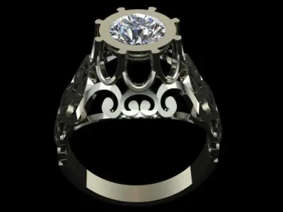 Georgian Style Vintage Diamond Ring 3D print model