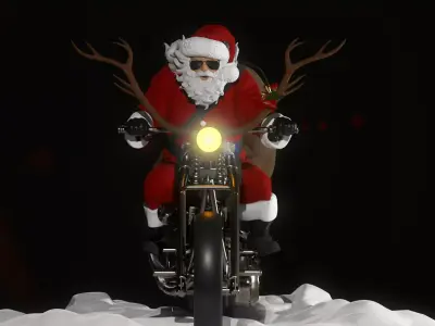 The badass Biker Santa Claus 3D model 3D print model