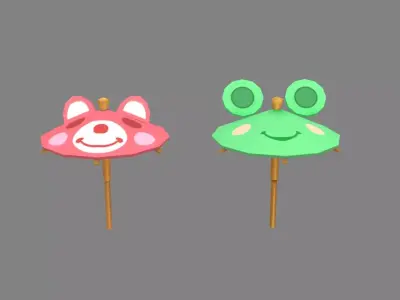 Cartoon umbrellas - bartender decoration Low-poly 3D model