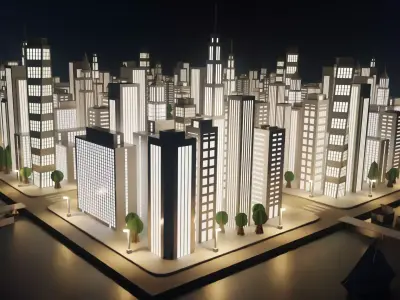 Paper City - Stylized Night Metropolis V1 Low-poly 3D model