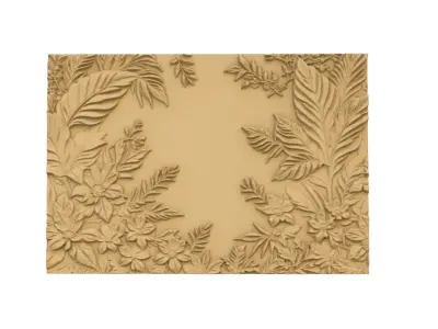 modern panel wall decor set wall relief mural CNC 121  3D model