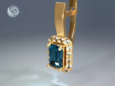 Earrings with Blue Topaz Free 3D print model