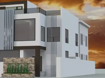 Contemporary Cube Facade House A58 DWG  SketchUp 3D model