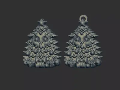 cute christmas tree cnc keychain 3D print model