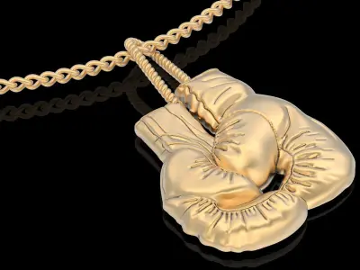 Boxing gloves pendant silver gold printable jewelry 3D model 3D print model