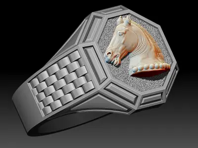 Head Horse Man Ring silver gold printable jewelry 3D print model