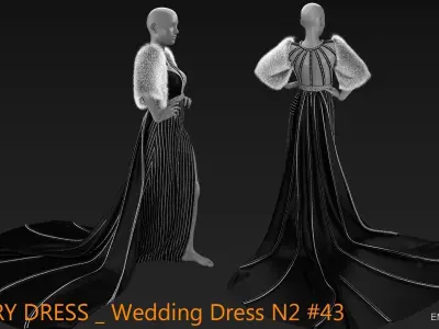 LUXURY DRESS Wedding Dress N2 43  CLO3D ZPRJ FBX OBJ MTL 3D model