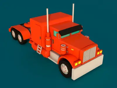 American truck with trailers 3D model