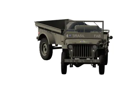 WW2 jeep with trailer 3D model