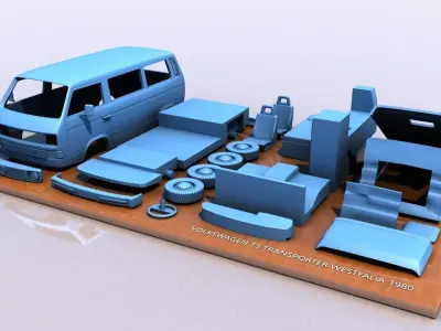 VOLKSWAGEN T3 TRANSPORTER WESTFALIA 1980 3D print model