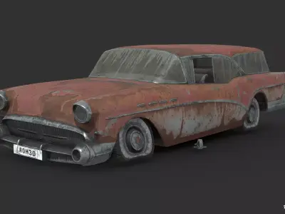 Abandoned Car - Buick Century Caballero Wagon Low-poly 3D model