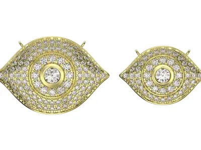 Diamond eye gold pendant 3d print model Sterling silver necklace 3D print model