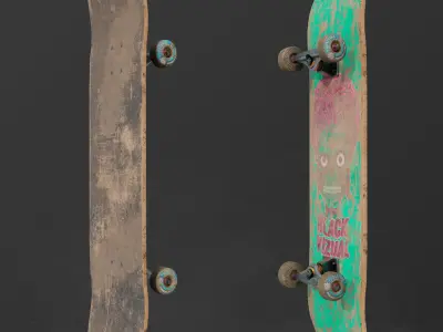 Old Skateboard Low-poly 3D model