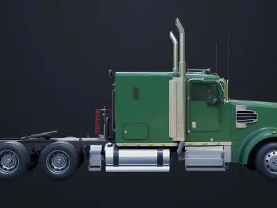 Heavy Truck Chassis 07 Blue and Green All PBR Textures Low-poly 3D model