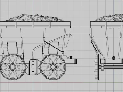 Coal Mine Cart Low-poly 3D model