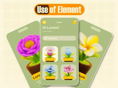 Flower In Pot Icon Stylized 3D model