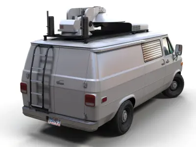 80s generic newsvan Low-poly 3D model