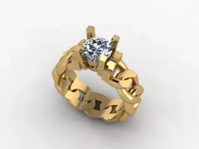  Chain Ring And Moissanite Diamond  3D print model