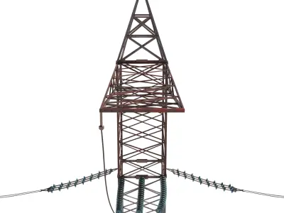 Electricity Pole 30 Weathered Low-poly 3D model