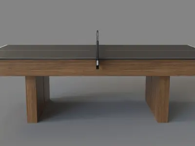 Walnut Pool Table With Table Tennis Kit Grey Felt 3D model