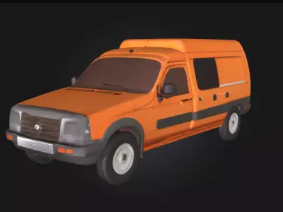 Orange Van  Retro Vehicle Model for Urban 3D model