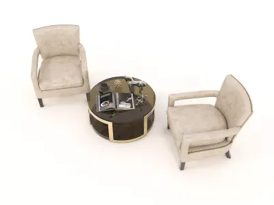 Modern Coffee Table and Armchair Set 24 3D model
