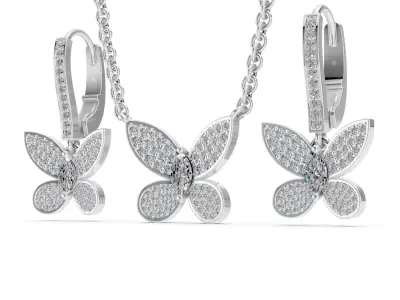 Graff Butterfly Pendant and Earrings 3D print model
