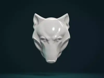 Wolf head relief 3D print model