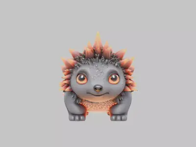 Cute Chibi Lava Rock Monster Low-poly 3D model