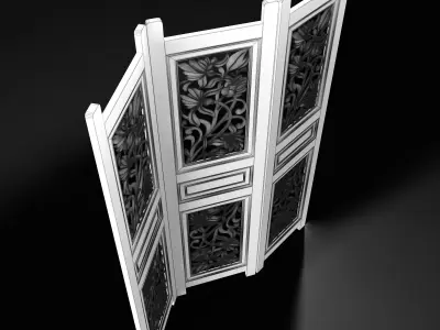 Folding Screen with Decorative Carving 3D model