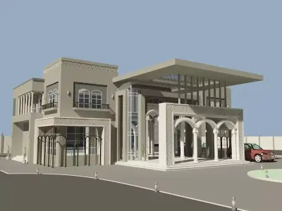 Villa islamic house Low-poly 3D model