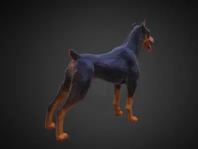 Doberman Black Low Polygon Art Animal Low-poly 3D model