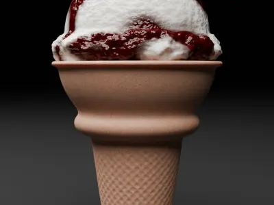 Chocolate Symphony in a Waffle Cone ice cream 3D model 3D model