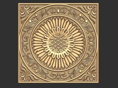 mandala wooden carved 3D model