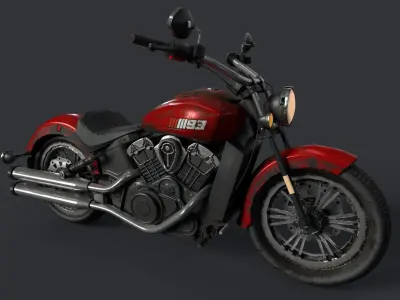 Realistic 3d Bike indian scout motorcycle Low-poly 3D model