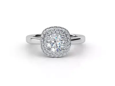 aj-024 halo diamond engagement ring 3D print model