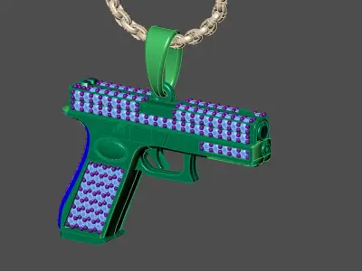 Pistol Pendant Silver Gold Platinum Luxury Jewelry 3DM STL  3D print model