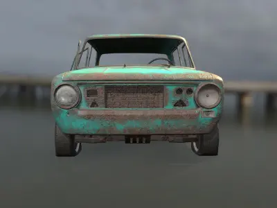 Abandoned car Low-poly 3D model