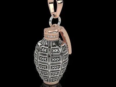 Luxury Grenade Pendant with Stones 3D print model