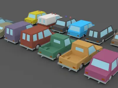 LowPoly Vehicles Pack Low-poly 3D model