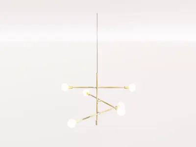 Modern Multi-Tier Crystal and Gold Chandelier Low-poly 3D model