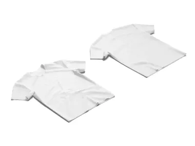 Flat Lay T-shirt front and back - crumpled unisex tshirt Low-poly 3D model