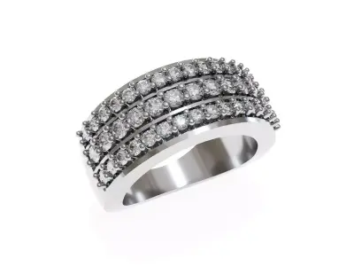 Faux Channel Set 3 Row Engagement Ring 3d Model 3D print model