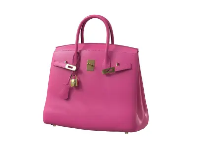 Hermes Birkin Bag Pink Leather Low-poly 3D model