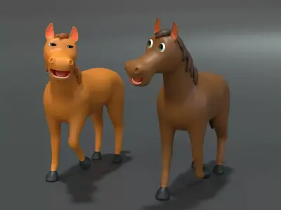  Horse 3D Model cartoon Low-poly 3D model